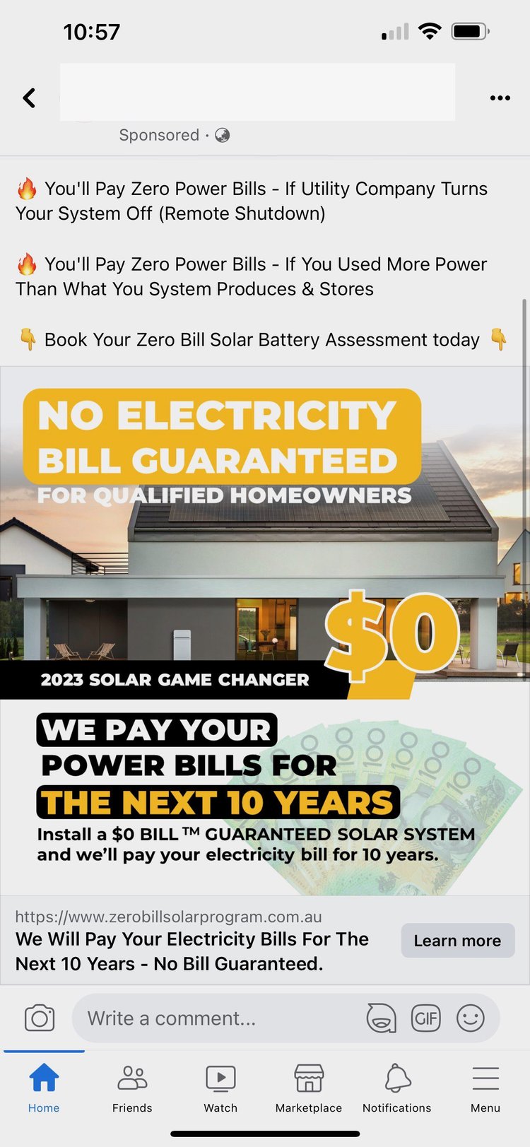 Australian Solar Industry Questionable Solar Installer Example Facebook