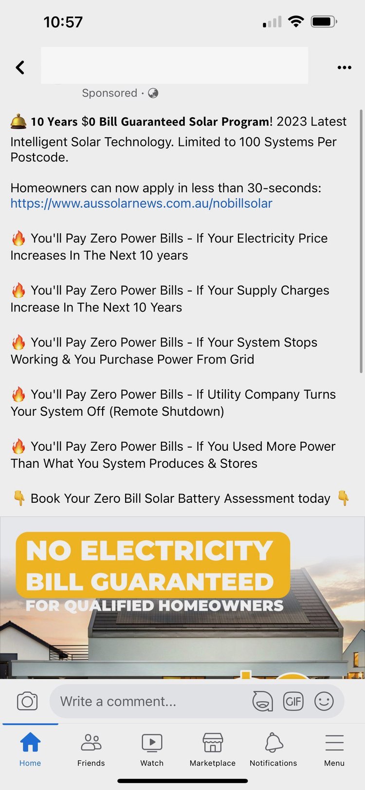 Solar company advertising