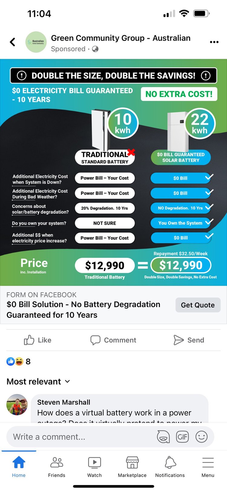 Solar company advertising